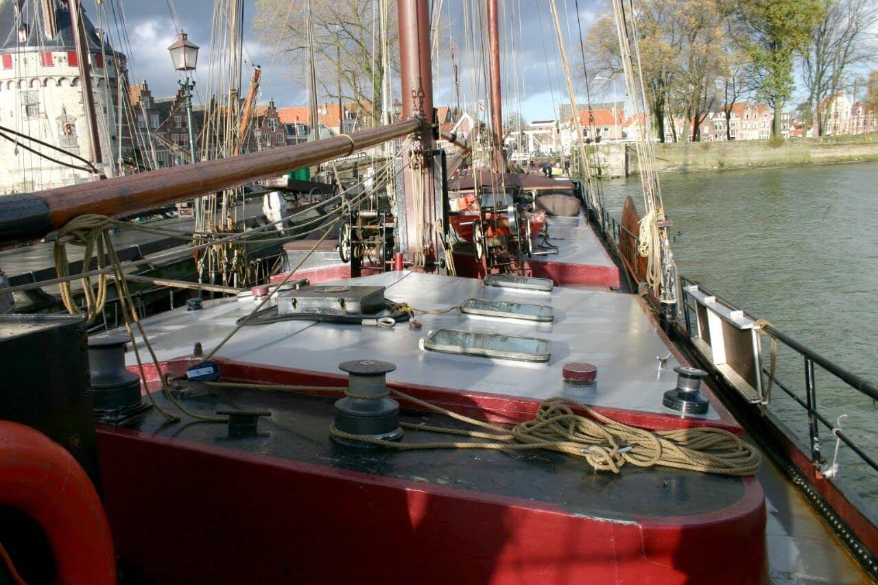 Moored in the old harbour of Hoorn
