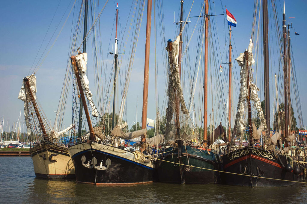Historic ships moored at the quay